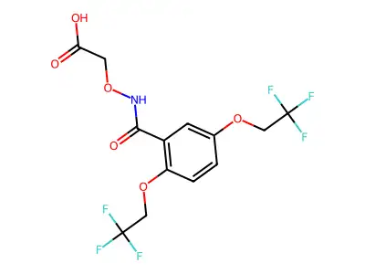 2-({[2,5-Bis(2,2,2-trifluoroethoxy)benzoyl]amino}oxy)acetic acid structure