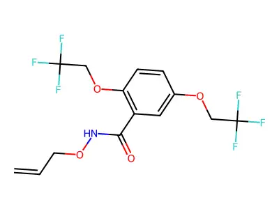 N-(allyloxy)-2,5-bis(2,2,2-trifluoroethoxy)benzenecarboxamide structure