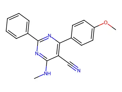 4-(4-Methoxyphenyl)-6-(methylamino)-2-phenyl-5-pyrimidinecarbonitrile structure