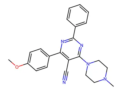 4-(4-Methoxyphenyl)-6-(4-methylpiperazino)-2-phenyl-5-pyrimidinecarbonitrile structure