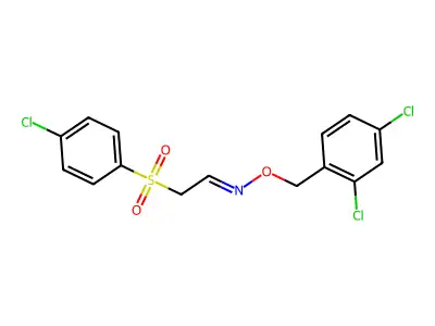 2-(4-chlorophenyl)sulfonyl-N-[(2,4-dichlorophenyl)methoxy]ethanimine structure