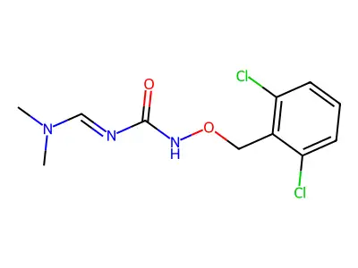 1-[(2,6-dichlorophenyl)methoxy]-3-[(1E)-(dimethylamino)methylidene]urea structure