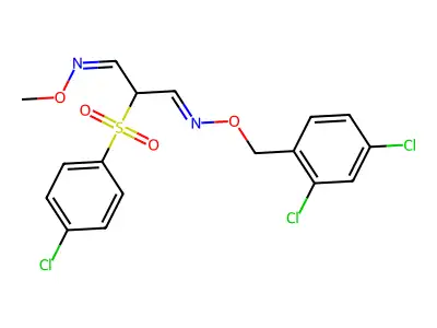 2-(4-chlorophenyl)sulfonyl-N-[(2,4-dichlorophenyl)methoxy]-N'-methoxy-propane-1,3-diimine structure