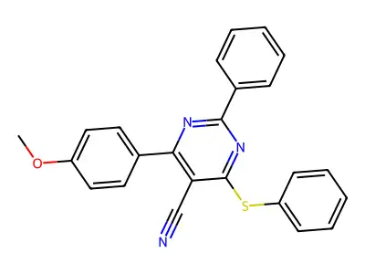 4-(4-Methoxyphenyl)-2-phenyl-6-(phenylsulfanyl)-5-pyrimidinecarbonitrile structure