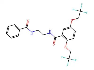 N-(2-benzamidoethyl)-2,5-bis(2,2,2-trifluoroethoxy)benzamide structure