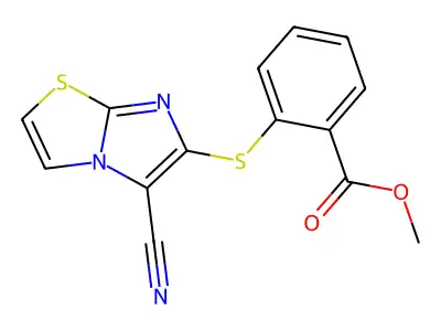 Methyl 2-(5-cyanoimidazo[2,1-b][1,3]thiazol-6-yl)sulfanylbenzoate structure