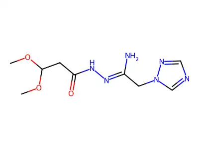 3,3-dimethoxy-N'-[2-(1H-1,2,4-triazol-1-yl)ethanimidoyl]propanohydrazide structure