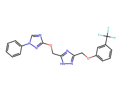 1-phenyl-3-[(5-{[3-(trifluoromethyl)phenoxy]methyl}-1H-1,2,4-triazol-3-yl)methoxy]-1H-1,2,4-triazole structure
