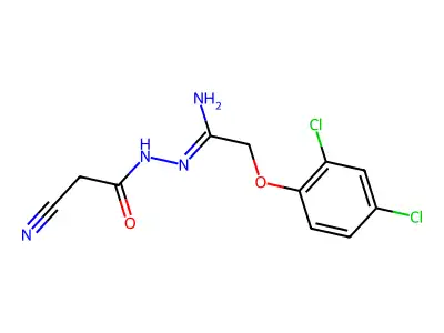 N'-(2-cyanoacetyl)-2-(2,4-dichlorophenoxy)ethanehydrazonamide structure