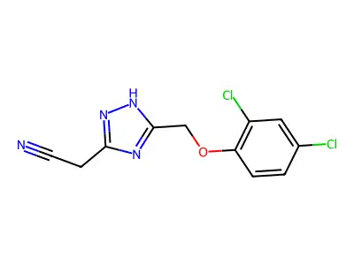 2-{3-[(2,4-dichlorophenoxy)methyl]-1H-1,2,4-triazol-5-yl}acetonitrile structure
