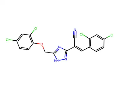 2-[5-[(2,4-dichlorophenoxy)methyl]-1H-1,2,4-triazol-3-yl]-3-(2,4-dichlorophenyl)prop-2-enenitrile structure