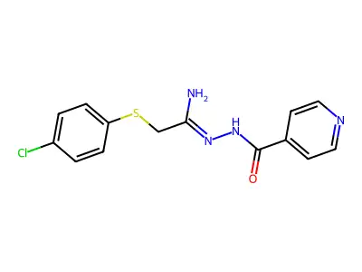 N-[[1-amino-2-(4-chlorophenyl)sulfanylethylidene]amino]pyridine-4-carboxamide structure