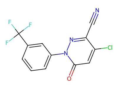 4-chloro-6-oxo-1-[3-(trifluoromethyl)phenyl]-1,6-dihydro-3-pyridazinecarbonitrile structure