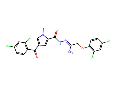 4-(2,4-dichlorobenzoyl)-N'-[2-(2,4-dichlorophenoxy)ethanimidoyl]-1-methyl-1H-pyrrole-2-carbohydrazide structure