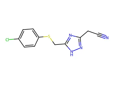 2-(3-{[(4-chlorophenyl)sulfanyl]methyl}-1H-1,2,4-triazol-5-yl)acetonitrile structure