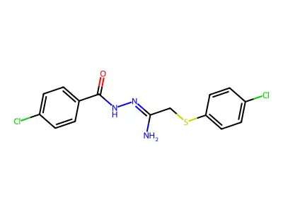 N-[[1-amino-2-(4-chlorophenyl)sulfanylethylidene]amino]-4-chlorobenzamide structure