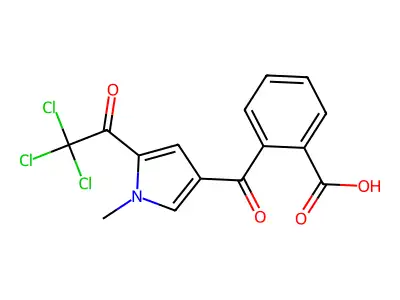2-{[1-methyl-5-(2,2,2-trichloroacetyl)-1H-pyrrol-3-yl]carbonyl}benzenecarboxylic acid structure