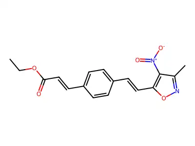 Ethyl 3-[4-[2-(3-methyl-4-nitro-1,2-oxazol-5-yl)ethenyl]phenyl]prop-2-enoate structure