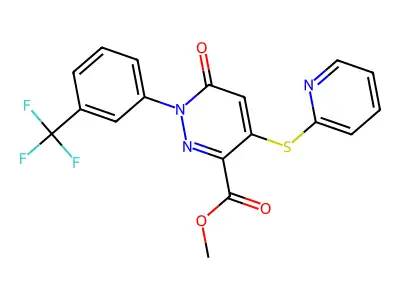 methyl 6-oxo-4-(2-pyridinylsulfanyl)-1-[3-(trifluoromethyl)phenyl]-1,6-dihydro-3-pyridazinecarboxylate structure