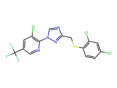 3-chloro-2-(3-{[(2,4-dichlorophenyl)sulfanyl]methyl}-1H-1,2,4-triazol-1-yl)-5-(trifluoromethyl)pyridine structure