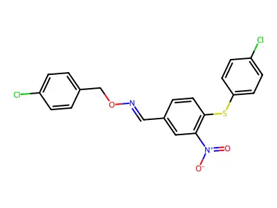 4-[(4-chlorophenyl)sulfanyl]-3-nitrobenzenecarbaldehyde O-(4-chlorobenzyl)oxime structure