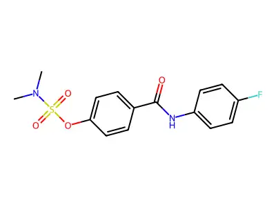 4-[(4-fluoroanilino)carbonyl]phenyl-N,N-dimethylsulfamate structure