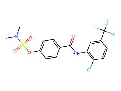 4-{[2-chloro-5-(trifluoromethyl)anilino]carbonyl}phenyl-N,N-dimethylsulfamate structure