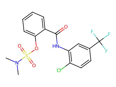 2-{[2-chloro-5-(trifluoromethyl)anilino]carbonyl}phenyl-N,N-dimethylsulfamate structure