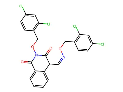 2-[(2,4-dichlorophenyl)methoxy]-4-[(2,4-dichlorophenyl)methoxyiminomethyl]-4H-isoquinoline-1,3-dione structure