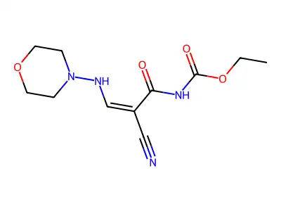ethyl N-[2-cyano-3-(morpholinoamino)acryloyl]carbamate structure