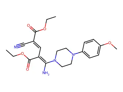 diethyl 4-[amino-[4-(4-methoxyphenyl)piperazin-1-yl]methylidene]-2-cyanopent-2-enedioate structure