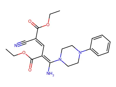 Diethyl 4-[amino-(4-phenylpiperazin-1-yl)methylidene]-2-cyanopent-2-enedioate structure
