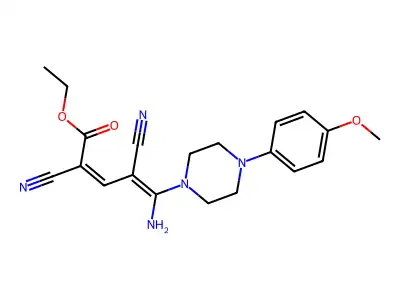Ethyl 5-amino-2,4-dicyano-5-[4-(4-methoxyphenyl)piperazino]-2,4-pentadienoate structure