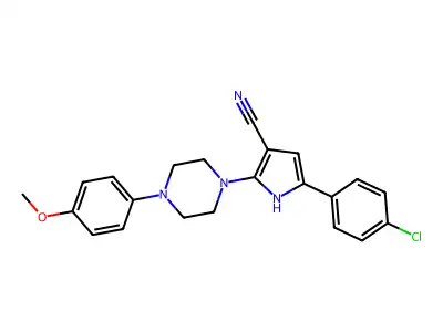 5-(4-chlorophenyl)-2-[4-(4-methoxyphenyl)piperazino]-1H-pyrrole-3-carbonitrile structure