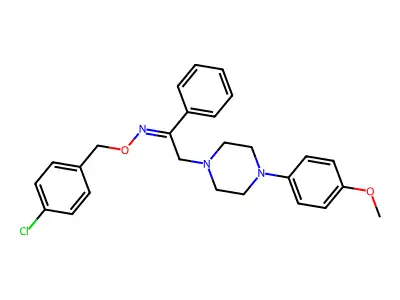 2-[4-(4-Methoxyphenyl)-1-piperazinyl]-1-phenylethanone O-[(4-chlorophenyl)methyl]oxime structure