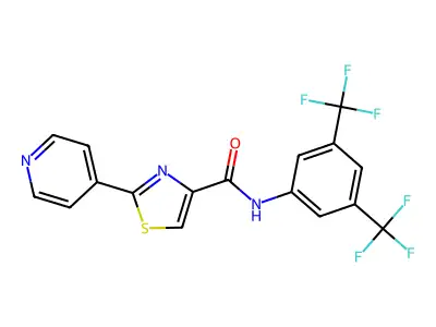 N-[3,5-bis(trifluoromethyl)phenyl]-2-pyridin-4-yl-1,3-thiazole-4-carboxamide structure