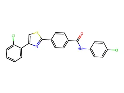 N-(4-chlorophenyl)-4-[4-(2-chlorophenyl)-1,3-thiazol-2-yl]benzamide structure