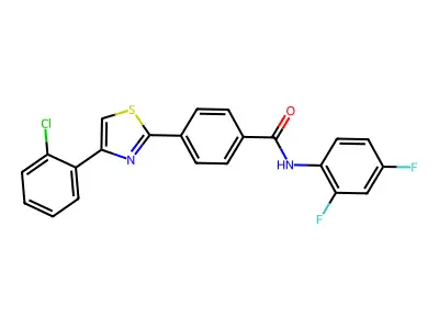 4-[4-(2-chlorophenyl)-1,3-thiazol-2-yl]-N-(2,4-difluorophenyl)benzamide structure