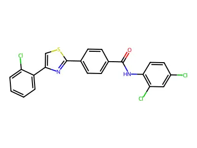 4-[4-(2-chlorophenyl)-1,3-thiazol-2-yl]-N-(2,4-dichlorophenyl)benzamide structure