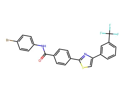 N-(4-bromophenyl)-4-[4-[3-(trifluoromethyl)phenyl]-1,3-thiazol-2-yl]benzamide structure