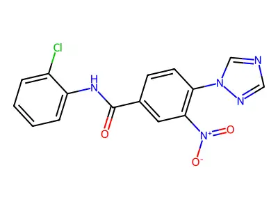 N-(2-chlorophenyl)-3-nitro-4-(1H-1,2,4-triazol-1-yl)benzenecarboxamide structure