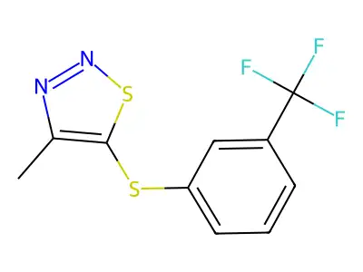 4-Methyl-5-{[3-(trifluoromethyl)phenyl]sulfanyl}-1,2,3-thiadiazole structure