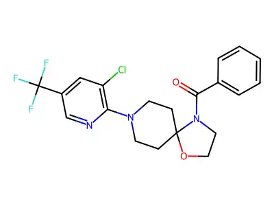 {8-[3-chloro-5-(trifluoromethyl)-2-pyridinyl]-1-oxa-4,8-diazaspiro[4.5]dec-4-yl}(phenyl)methanone structure