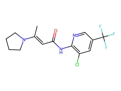 N-[3-chloro-5-(trifluoromethyl)-2-pyridinyl]-3-pyrrolidin-1-ylbut-2-enamide structure