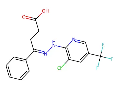 4-{2-[3-Chloro-5-(trifluoromethyl)-2-pyridinyl]hydrazono}-4-phenylbutanoic acid structure