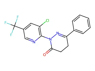 2-[3-chloro-5-(trifluoromethyl)-2-pyridinyl]-6-phenyl-4,5-dihydro-3(2H)-pyridazinone structure