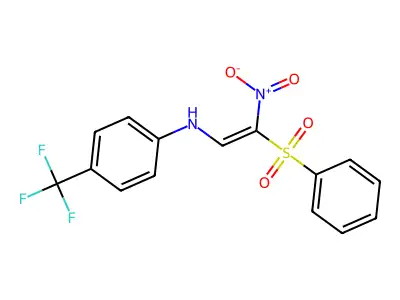 N-[2-nitro-2-(phenylsulfonyl)vinyl]-4-(trifluoromethyl)aniline structure