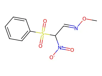 2-(benzenesulfonyl)-N-methoxy-2-nitroethanimine structure