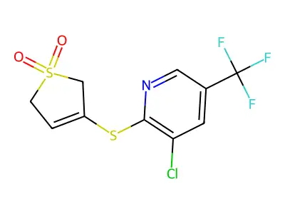 3-[3-chloro-5-(trifluoromethyl)pyridin-2-yl]sulfanyl-2,5-dihydrothiophene 1,1-dioxide structure