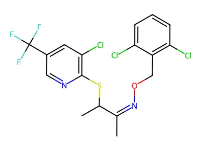 3-[3-chloro-5-(trifluoromethyl)pyridin-2-yl]sulfanyl-N-[(2,6-dichlorophenyl)methoxy]butan-2-imine structure